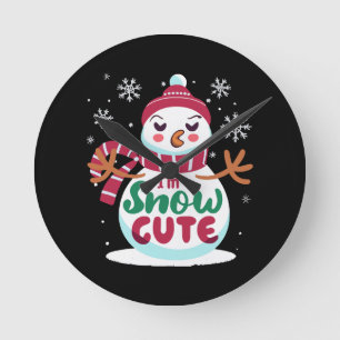 Snow Cute! Embrace the Winter Charm of Christmas Round Clock