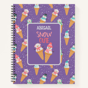 Snow Cute Snowman Snow Cone Winter Notebook