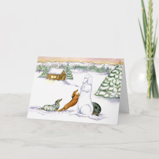 Snow Dachshund Holiday Card