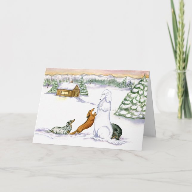 Snow Dachshund Holiday Card (Front)