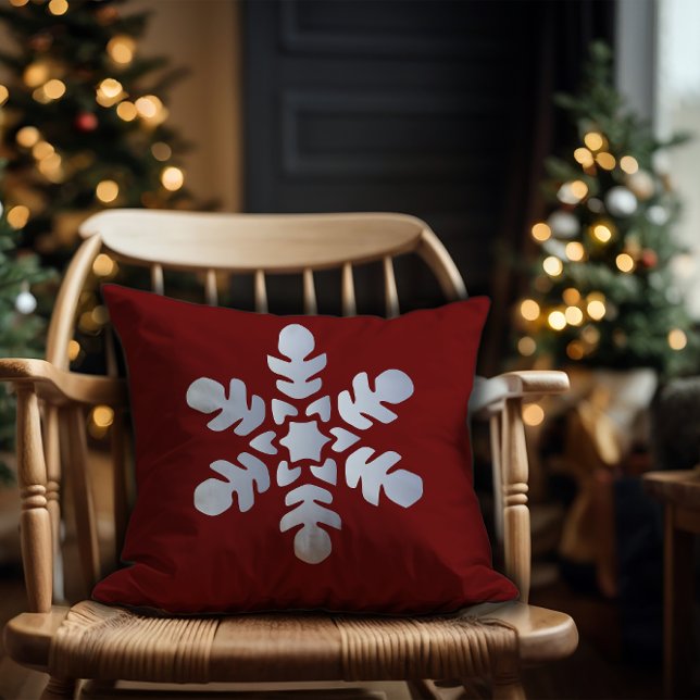 Snow dark  red Throw Pillow (Creator Uploaded)