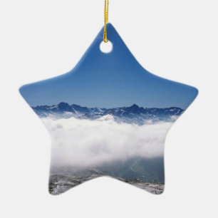 Snow Davos Switzerland Holiday Card Poster Photo B Ceramic Tree Decoration