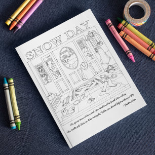 Snow Day Colouring Book Postcard