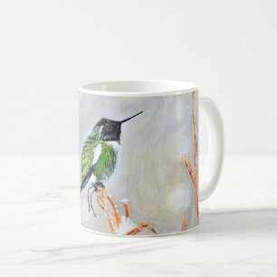 Snow Day Hummingbird Painting Postcard Coffee Mug