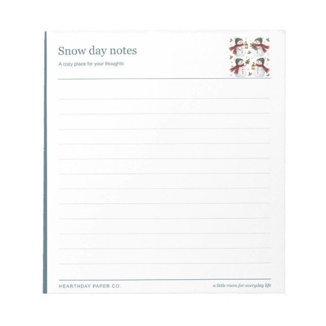 Snow Day Lined Winter Notes Notepad (Front)