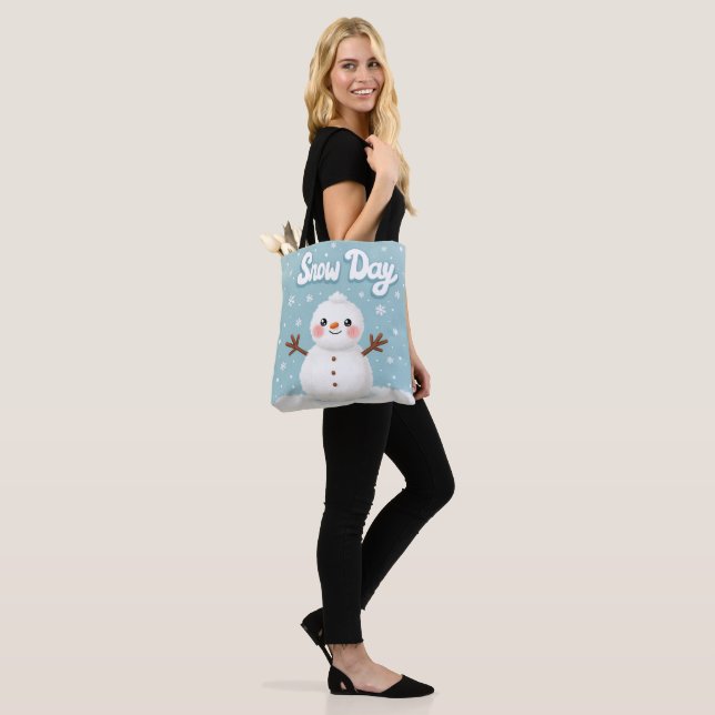 Snow Day Snowman Cute Tote Bag (On Model)