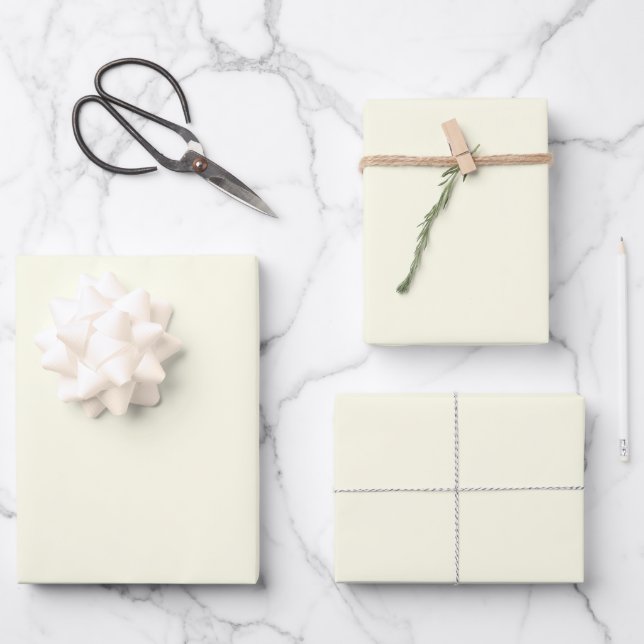 Snow Day Solid Holiday Cream Wrapping Paper Sheet (Front)