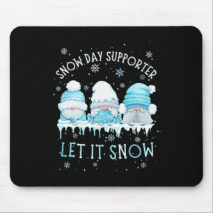 Snow Day Supporter Let It Snow Cute Blue Gnome Xma Mouse Mat
