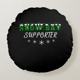 Snow Day Supporter Merry Christmas Round Cushion
