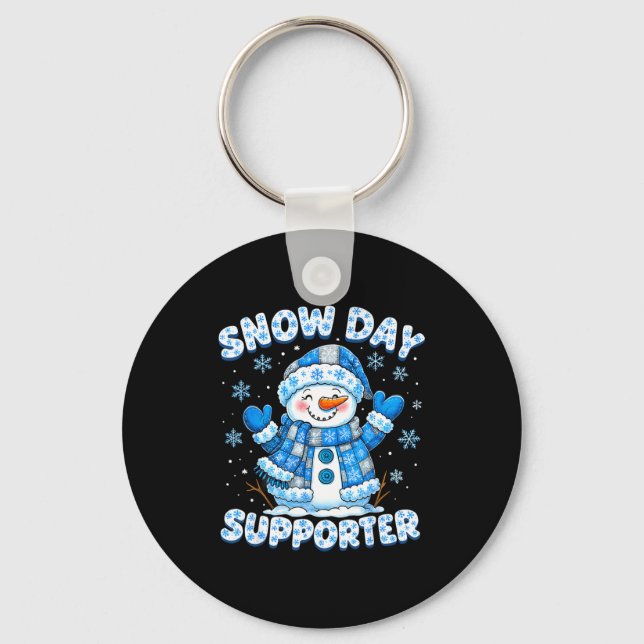 Snow Day Suprter Cute Snowman Snowflake Christmas  Key Ring (Front)
