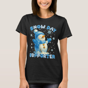 Snow Day Suprter Cute Snowman Snowflake Christmas T-Shirt