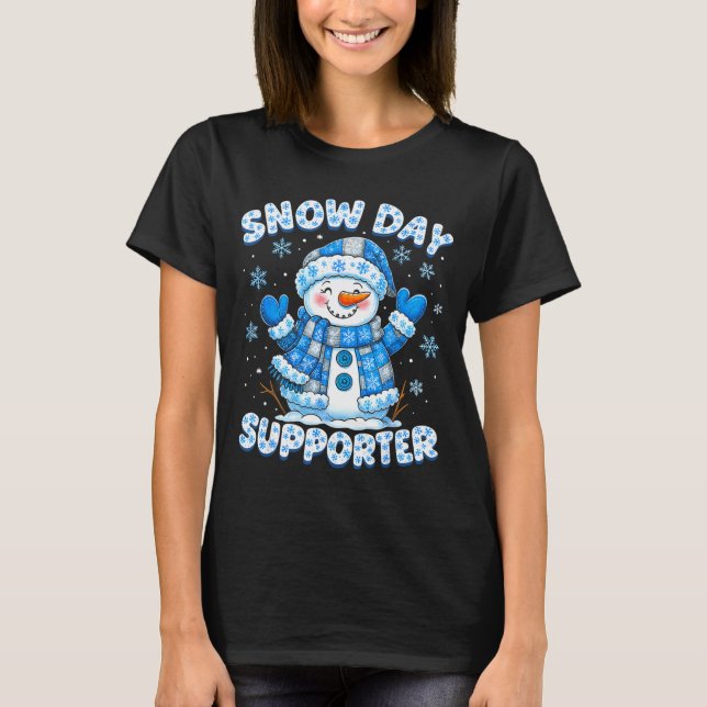 Snow Day Suprter Cute Snowman Snowflake Christmas  T-Shirt (Front)