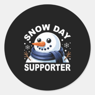 Snow Day Suprter Fun Snowman Design For Winter Lov Classic Round Sticker