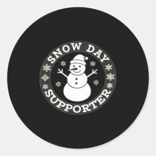 Snow Day Suprter Fun Winter Snowflake Teacher Stud Classic Round Sticker