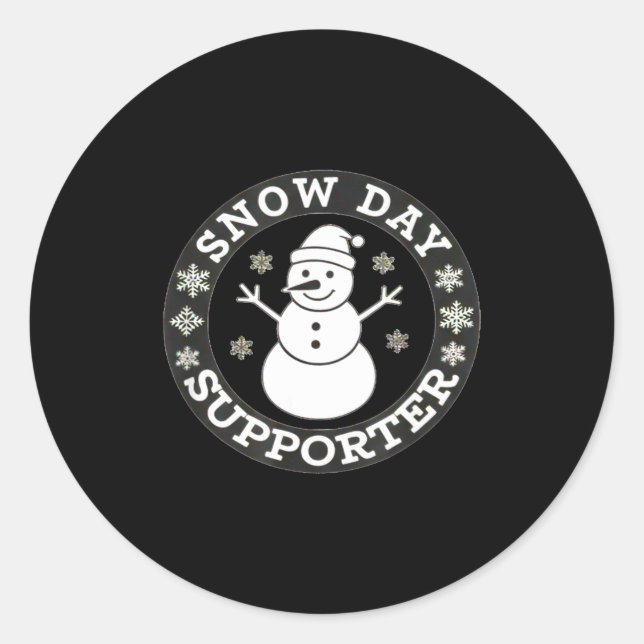 Snow Day Suprter Fun Winter Snowflake Teacher Stud Classic Round Sticker (Front)
