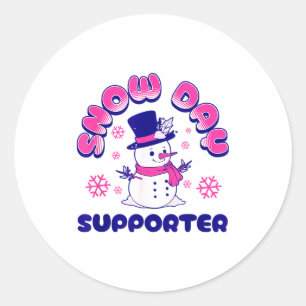 Snow Day Suprter, Funny Teacher Snowman Christmas  Classic Round Sticker