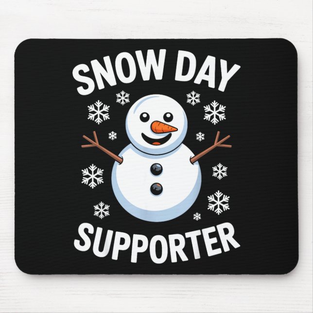 Snow Day Suprter Snow Snowflake Snowman Winter Tea Mouse Mat (Front)