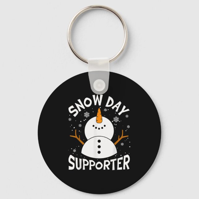 Snow Day Suprter Snowflake Funny Teacher Christmas Key Ring (Front)