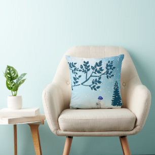 Snow Day With Snow White and Christmas Tree Cushion