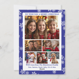 Snow Dayz Photo Collage Christmas Card   Blue