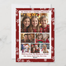 Snow Dayz Photo Collage Christmas Card | Red