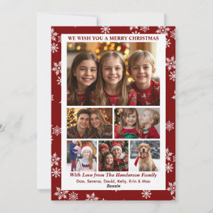 Snow Dayz Photo Collage Christmas Card Red