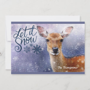Snow Deer - Happy Christmas - Christmas Greeting Holiday Card