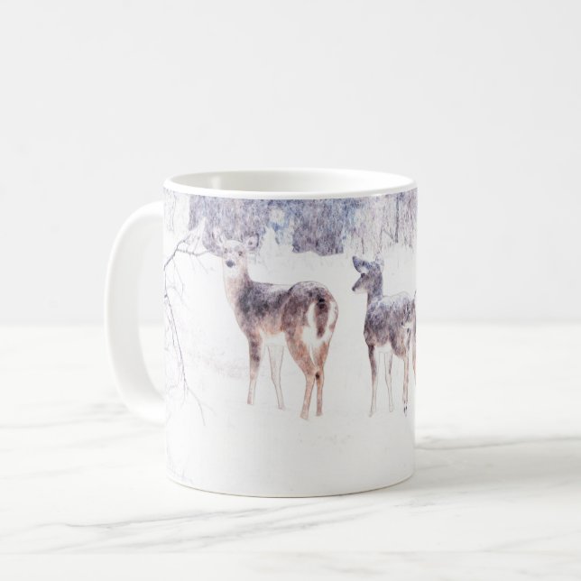 Snow Deer in Texas Art Mug Cup (Front Left)