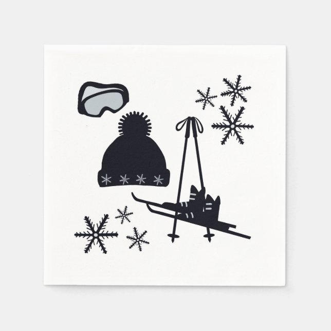 Snow designs of different items napkin (Front)