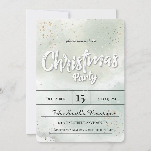 Snow Diamond Wallpaper, Golden Decorations Invitation (Front)