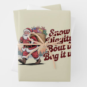 Snow Diggity Bout to Bag It Up 90s Christmas Retro Wrapping Paper Sheet