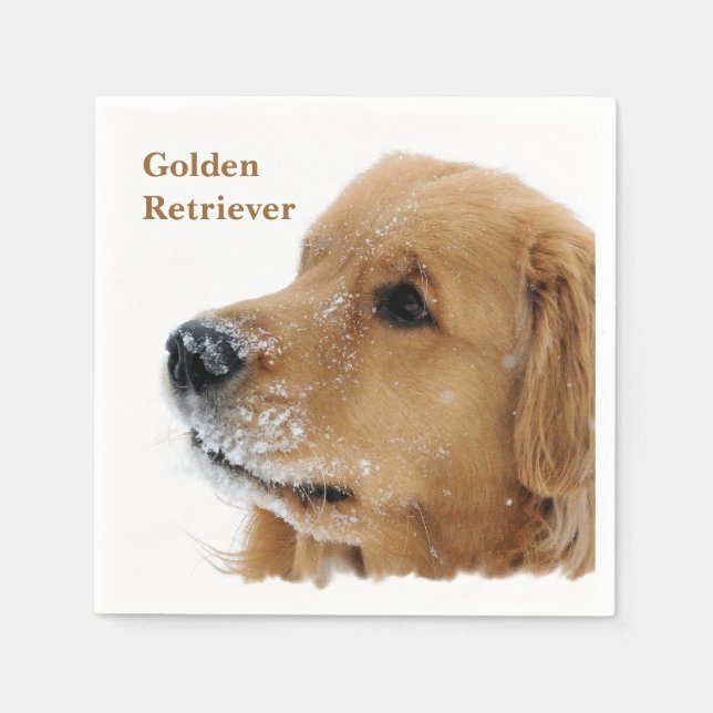 Snow Dog Golden Retriever Napkin (Front)