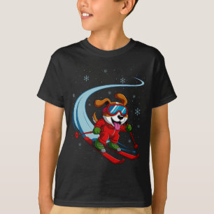 Snow Dog Skiing Puppy Cute Winter Sports Funny Ski T-Shirt