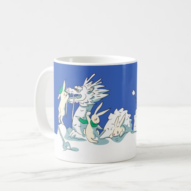 Snow Dragon and Bunny Rabbits Mug (Front Left)