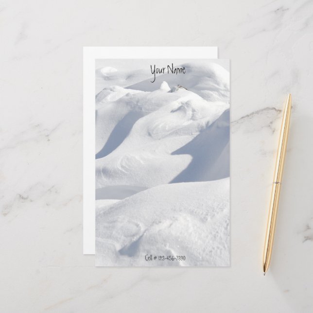 Snow Drifts and Shadows Photograph Personalised Stationery (Front/Back In Situ)