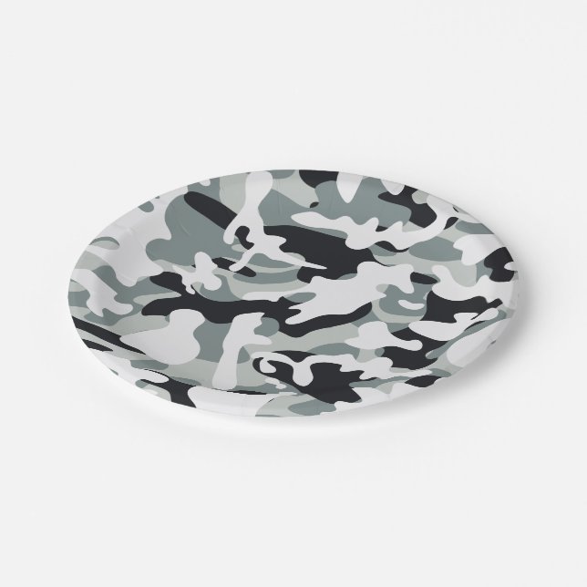 Snow Dust Camouflage  Paper Plate (Angled)