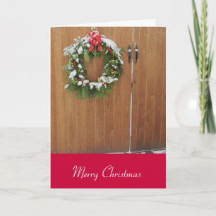 Snow Dusted Christmas Wreath Holiday Card