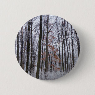 Snow Dusted Forest Winter Landscape Photography 6 Cm Round Badge