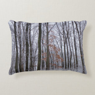 Snow Dusted Forest Winter Landscape Photography Decorative Cushion