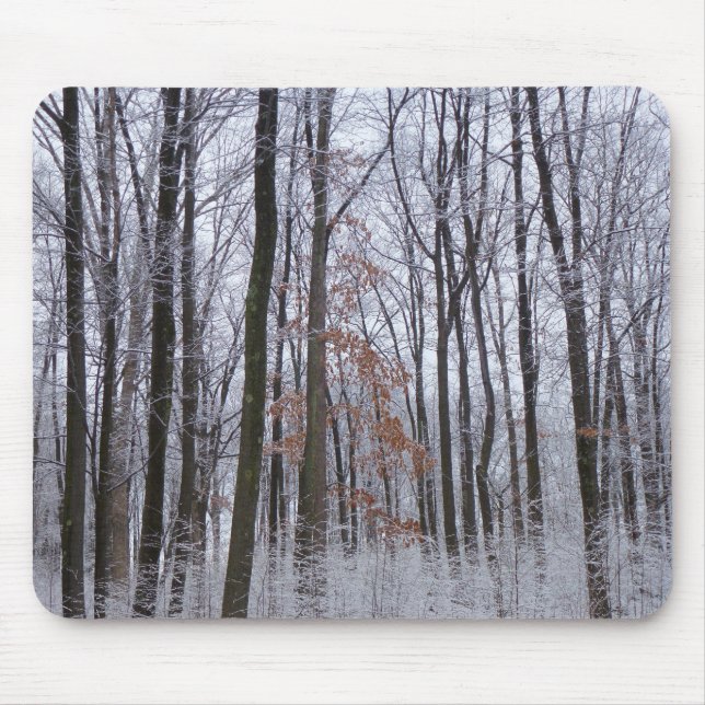 Snow Dusted Forest Winter Landscape Photography Mouse Mat (Front)