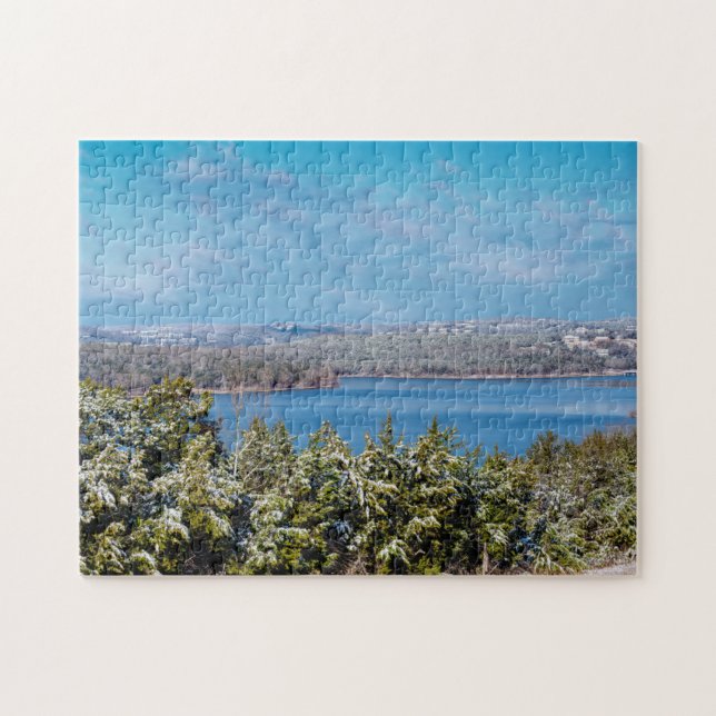 Snow Dusting At Table Rock Lake Jigsaw Puzzle (Horizontal)