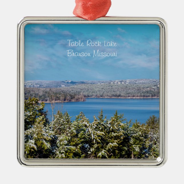 Snow Dusting At Table Rock Lake Square Ornament (Front)
