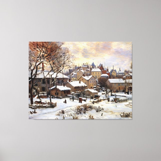 Snow Effect with Setting Sun Canvas Print (Front)