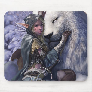 Snow+Elf+Girl+with+Lion Mouse Mat