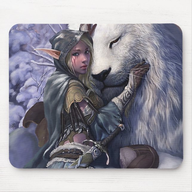 Snow+Elf+Girl+with+Lion Mouse Mat (Front)