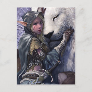 Snow+Elf+Girl+with+Lion Postcard
