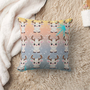 Snow Elk Cute Kawaii Pattern Cushion