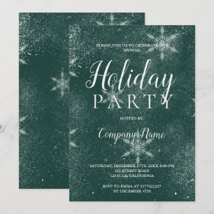 Snow emerald green typography corporate Christmas Invitation