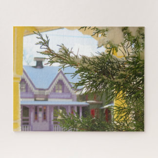 Snow, Evergreen and Cottages - Martha's Vineyard Jigsaw Puzzle