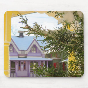 Snow, Evergreen and Cottages - Martha's Vineyard Mouse Mat